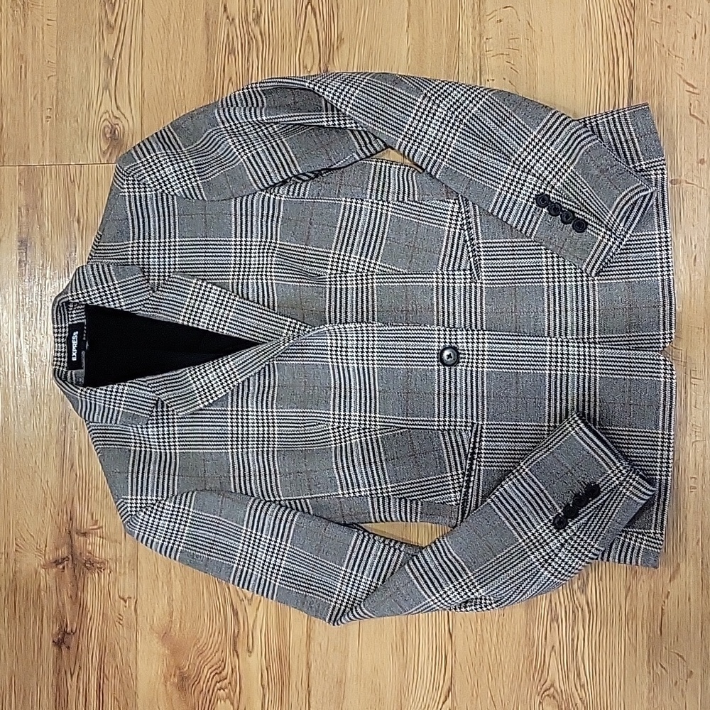 Express One Button Plaid Blazer Size 6